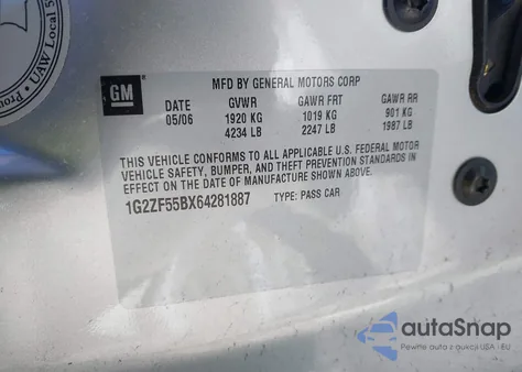 2006 Pontiac G6 from USA, damaged, VIN 1G2ZF55BX64281887